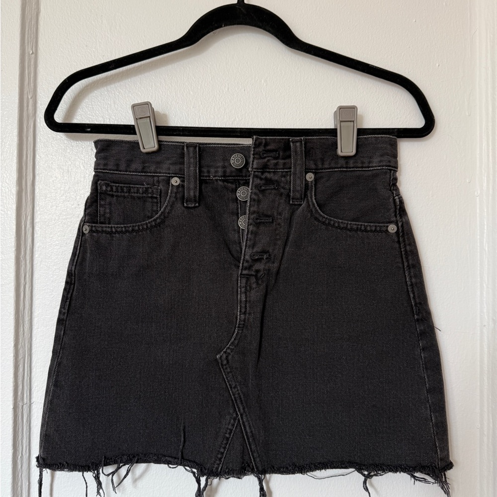 Madewell Black Denim A-Line Skirt, 23